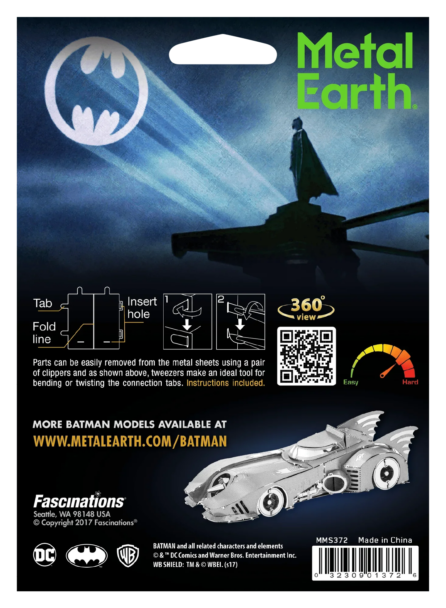 Metal Earth Steel Model Kit - 1989 Batmobile - Hasberts