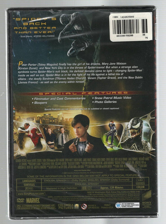 Spider-Man 3 Action Action Thriller Adventure Comic Book Comic Book Adaptation marvel science fiction Spider-Man dvd