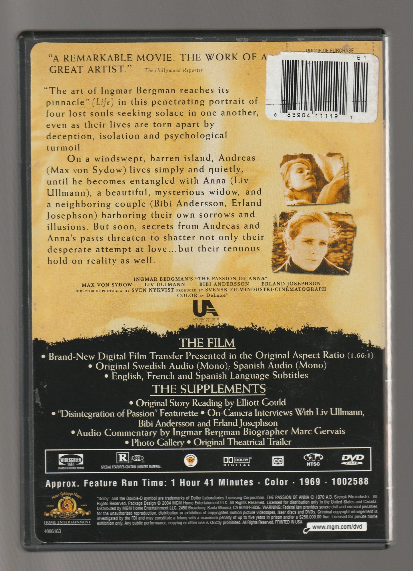 The Passion Of Anna Drama fiction Movies Psychological psychological Drama Psychological Thriller swedish used Movie
