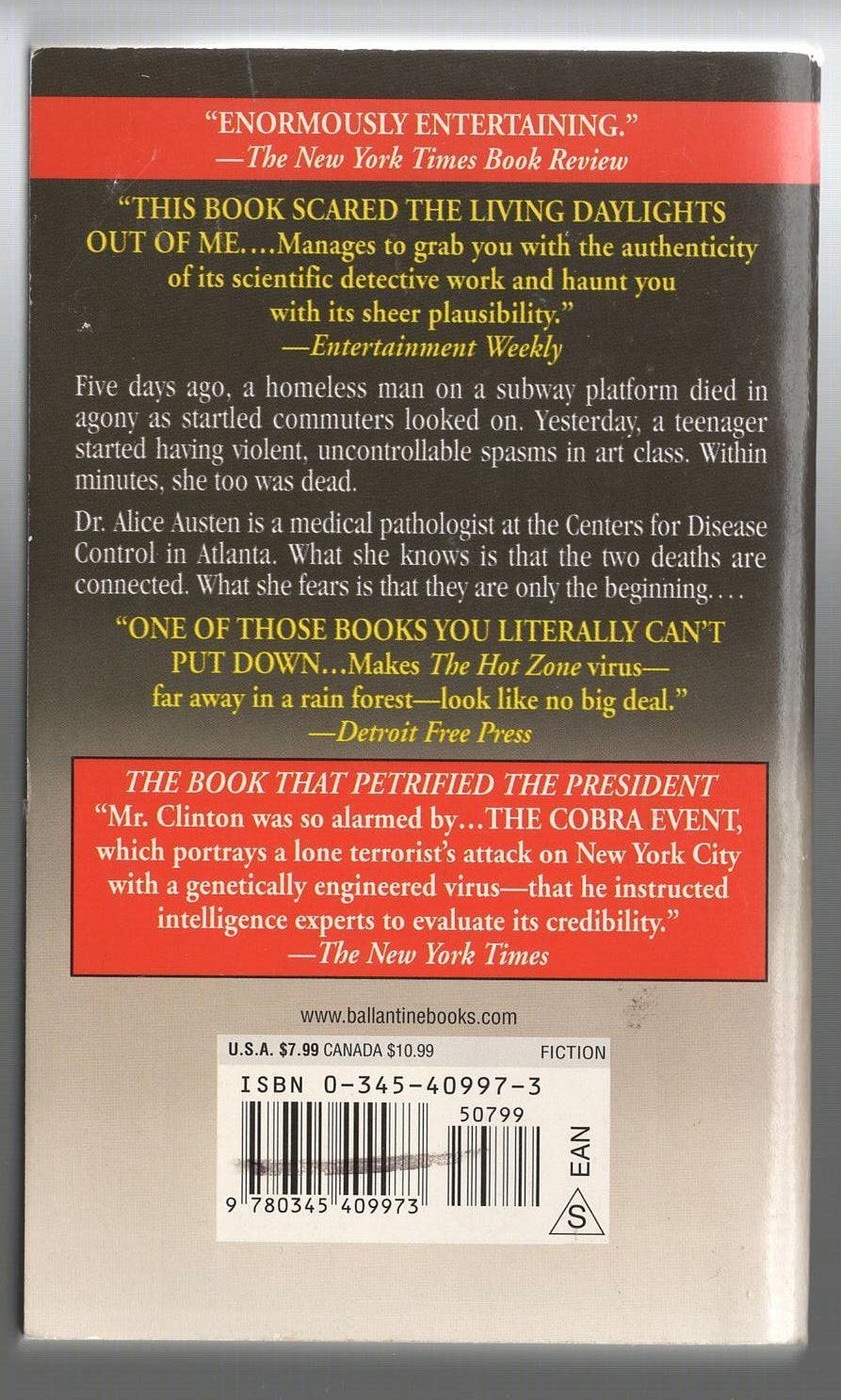 The Cobra Event crime Crime Thriller horror Medical Science science fiction Suspense used Books