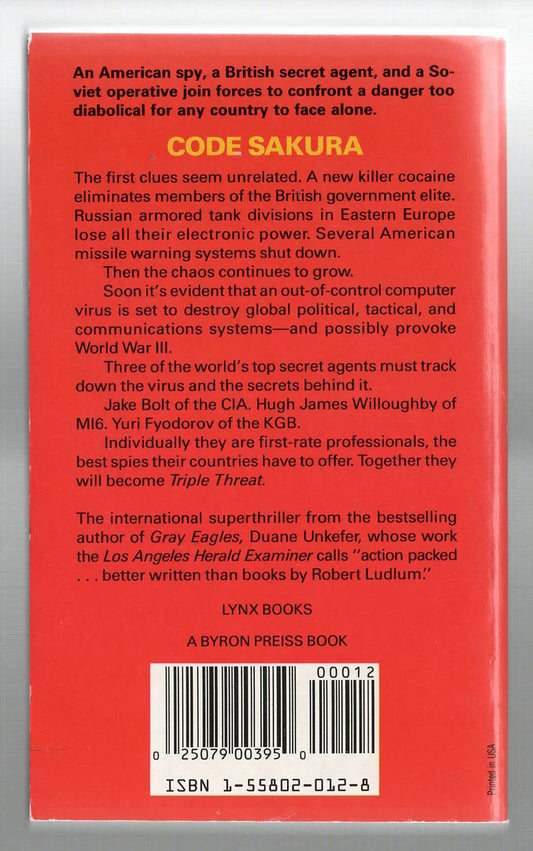 Triple Threat: Code Sakura Action Action Thriller mystery used Books