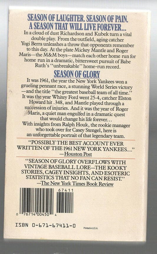 Seasons Of Glory Baseball Biographical biography Nonfiction Sports used Books