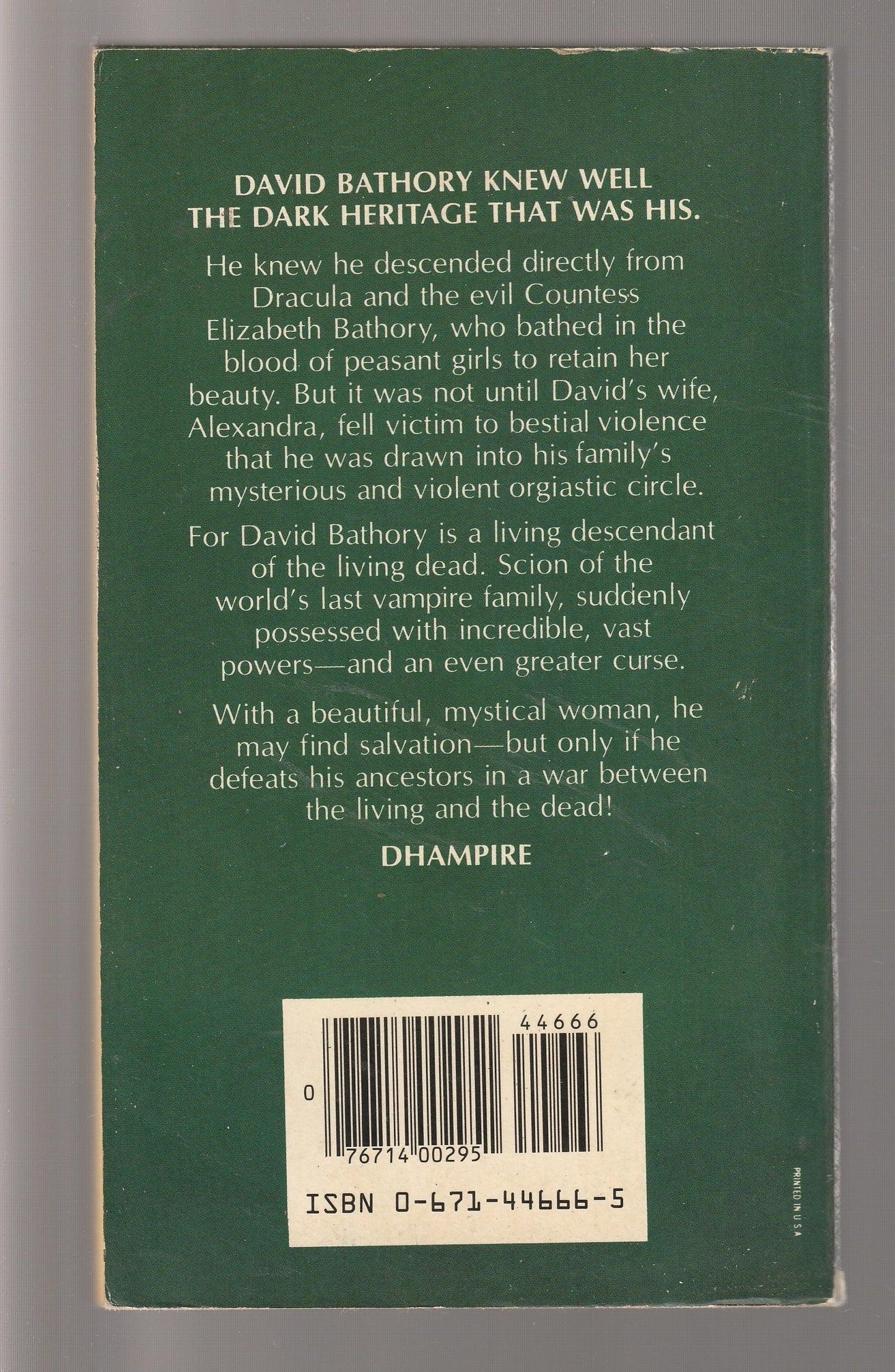 Dhampire dark fantasy fantasy High Fantasy horror paperback Paranormal Science Fiction Fantasy used Vampire Vampires Books