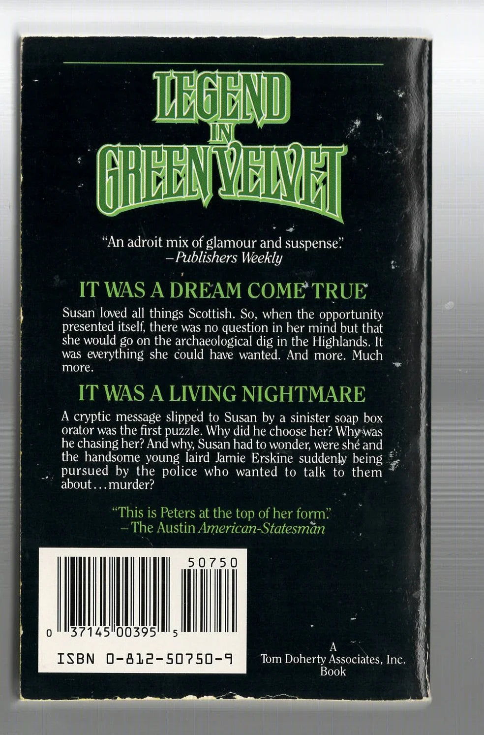Legend in Green Velvet mystery mystery thriller Romance Romantic Suspense Scotland used Books