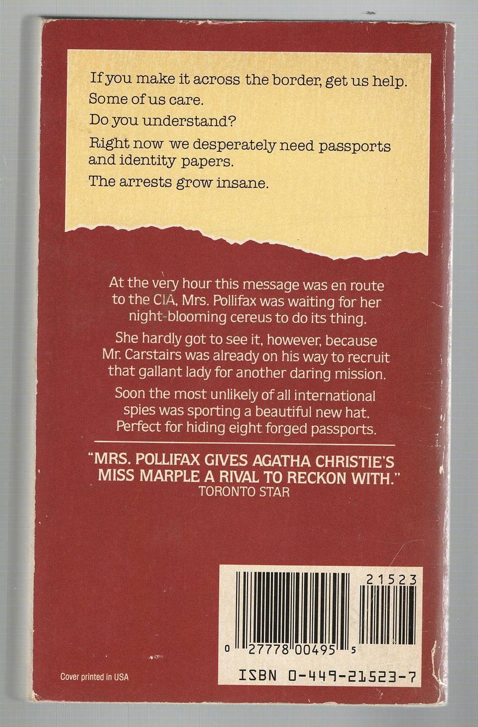 The Elusive Mrs. Pollifax Adventure Brit Lit British Literature British Mystery Cozy Mystery crime Crime Comedy Crime Fiction Crime Thriller Detective Detective Fiction murder mystery mystery mystery thriller used Books