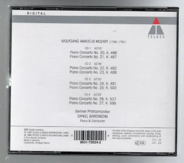 Mozart Piano Concertos Nos. 20-27 Classical Music Orchestra CD