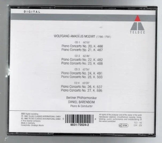 Mozart Piano Concertos Nos. 20-27 Classical Music Orchestra CD