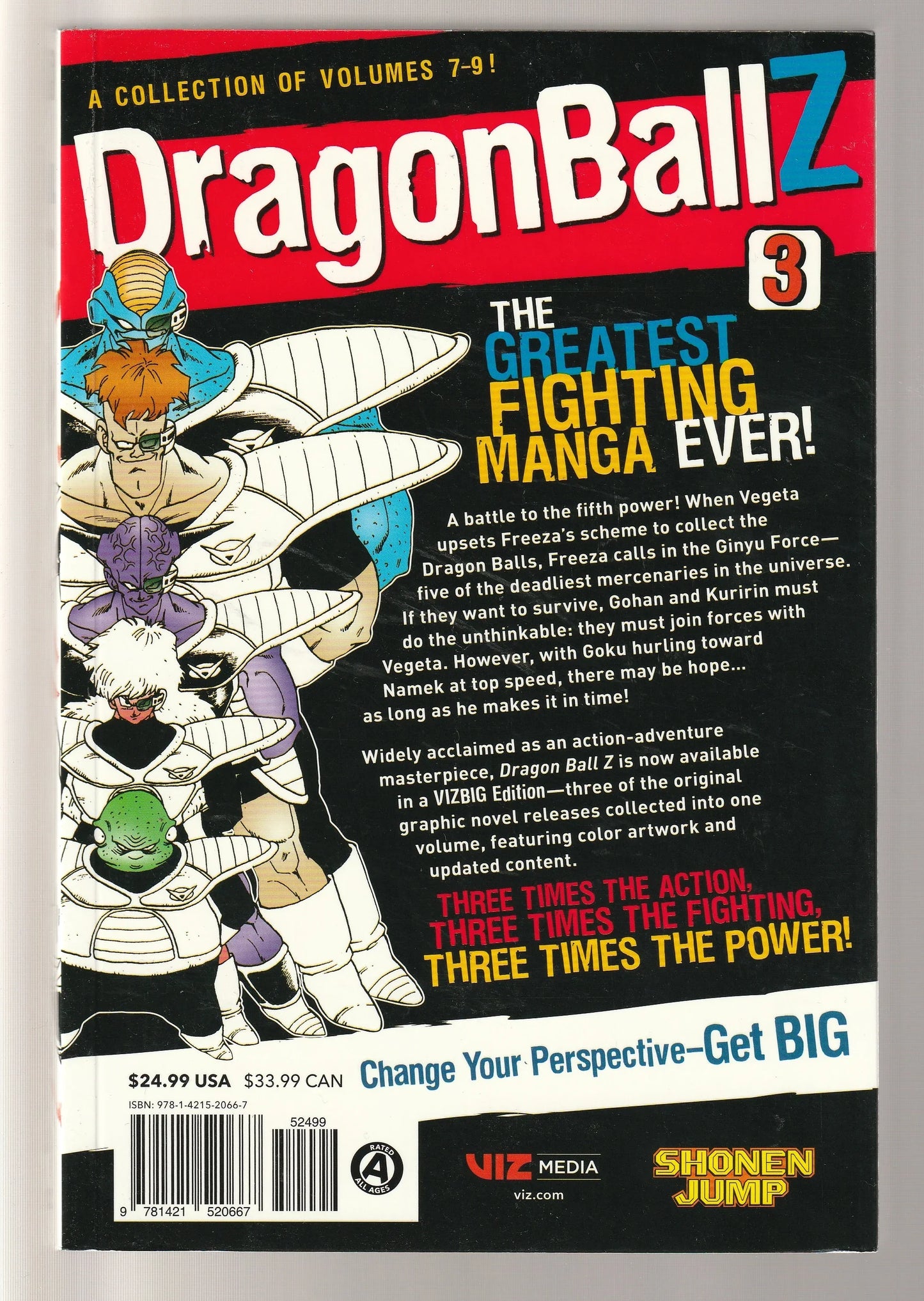 Dragon Ball Z Three in one Volume 3 Action Adventure Comic Book comics fantasy Graphic Novels Manga paperback science fiction shonen shonen jump Books