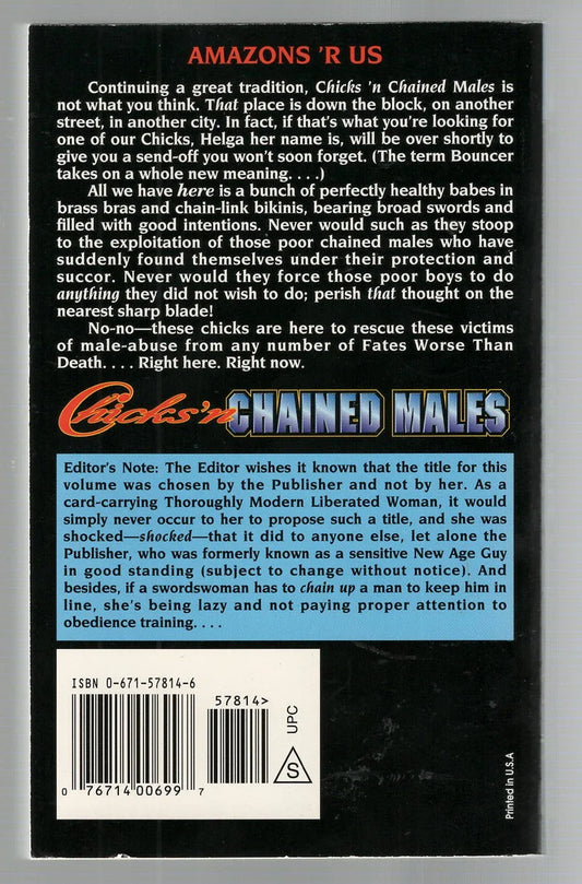 Chicks'n Chained Males anthology Epic Fantasy fantasy High Fantasy Humor paperback science fiction Science Fiction Fantasy Short Stories Short Story Collection used Books