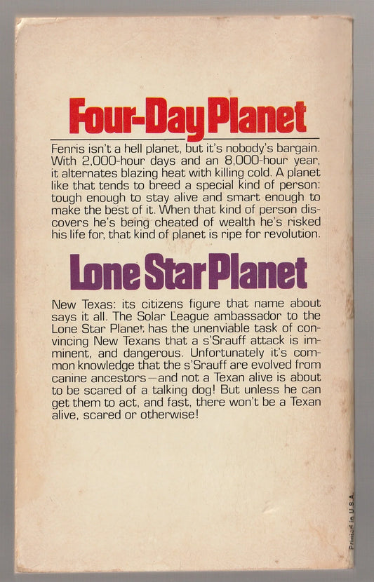 Four Day Planet and Lone Star Planet science fiction used Books