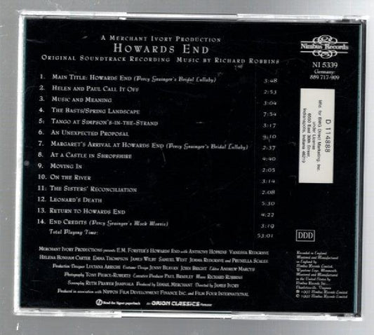 Howards End Music Soundtrack CD