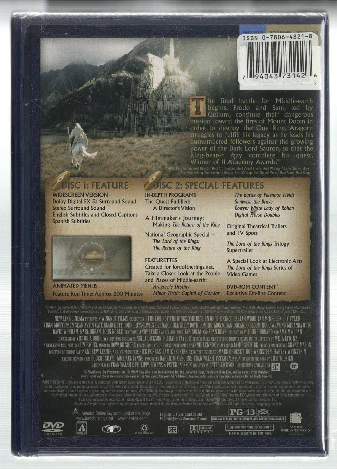 Lord of The Rings: The Return of the King Adventure Epic Fantasy fantasy High Fantasy used dvd