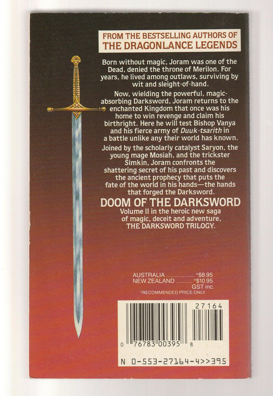 Doom Of The Darksword Epic Fantasy fantasy High Fantasy magic paperback Science Fiction Fantasy used Books