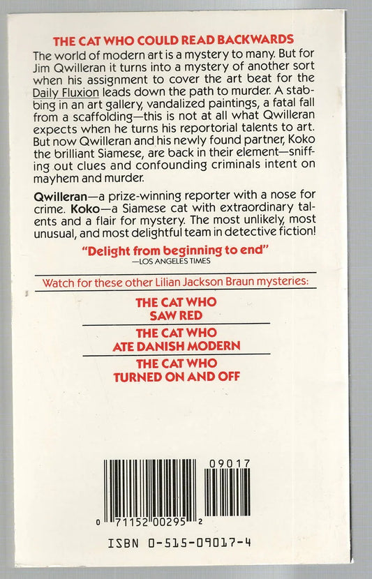 The Cat Who Could Read Backwards Crime Fiction Detective Fiction murder mystery mystery mystery thriller used Books