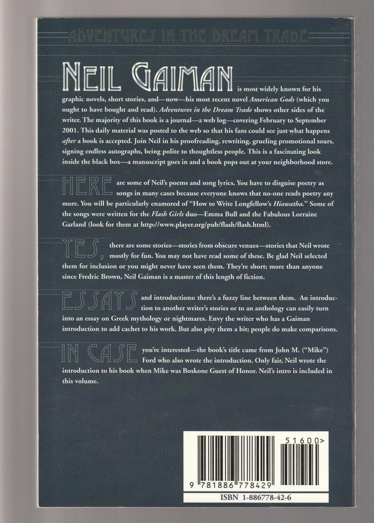 Adventures In The Dream Trade anthology British Literature essay essays fantasy paperback Poetry Sci-Fi science fiction Science Fiction Fantasy Short Short Stories Short Story Collection Urban Fantasy used Books