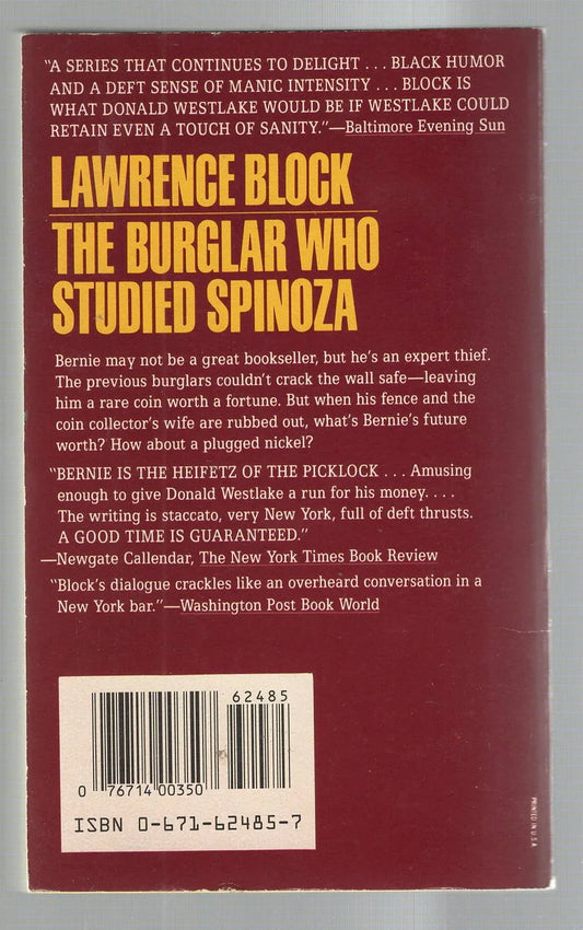 The Burglar Who Studied Spinoza Crime Fiction Humor mystery mystery thriller used Books