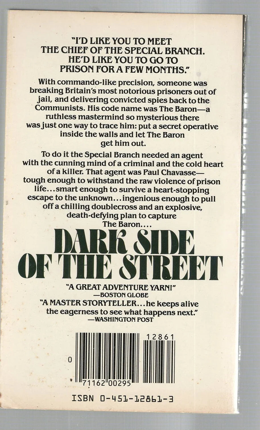 Dark Side of the Street Adventure Espionage mystery mystery thriller Suspense thriller used Books