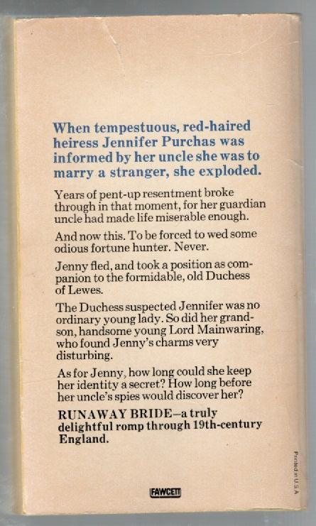 Runaway Bride Gothic historical fiction Romance used Vintage Books