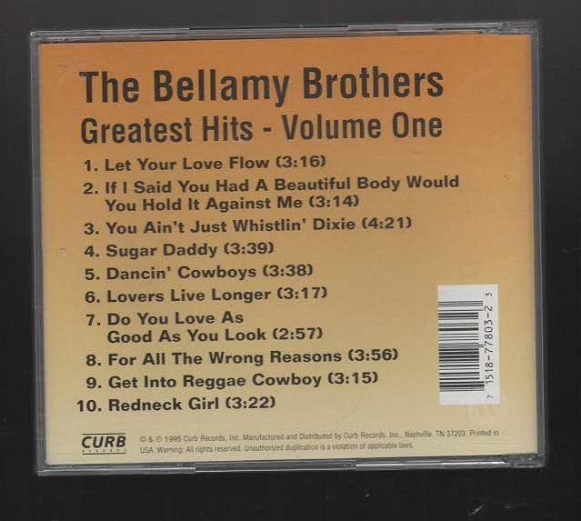 The Bellamy Brothers Greatest Hits: Volume 1 Classic Country Pop Country Music Country Rock Music CD