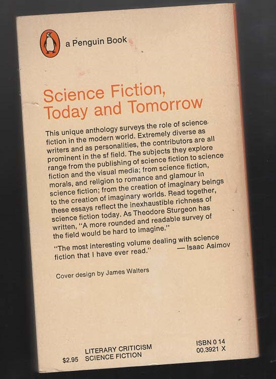 Science Fiction: Today And Tomorrow anthology paperback reference science fiction book
