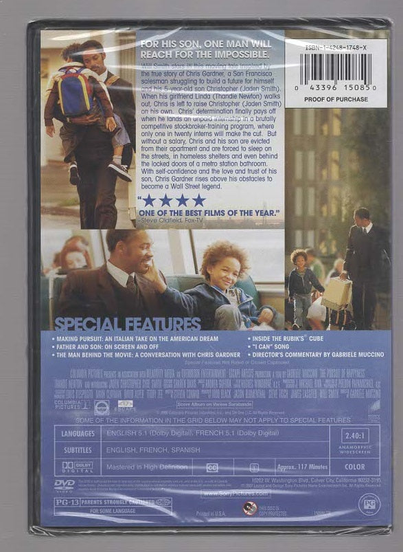 The Pursuit Of Happyness Based on a True Story Biographical Drama Movies dvd