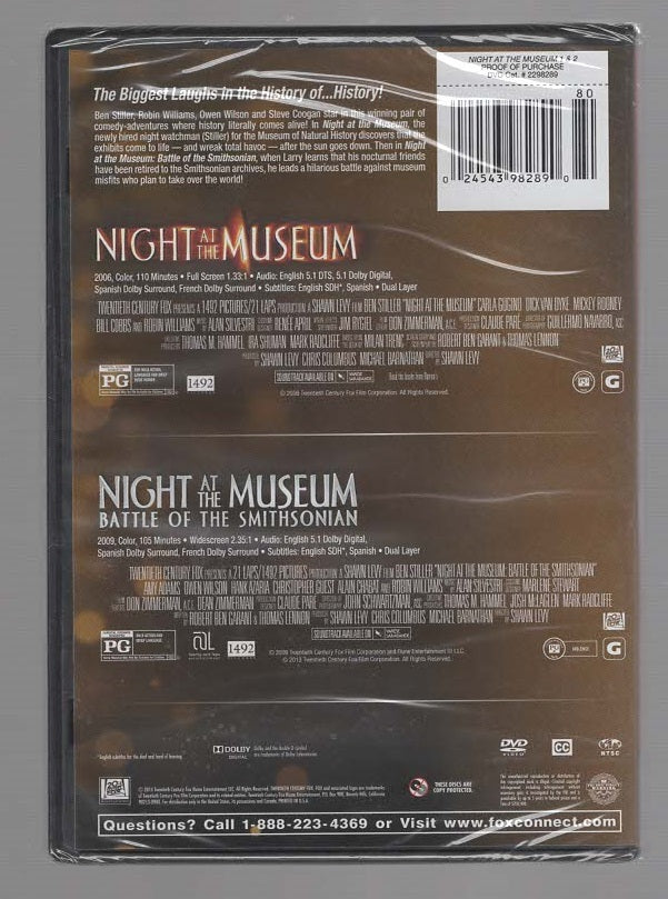 Night At The Museum 1 & 2 Action Adventure Children Comedy fantasy Movies dvd