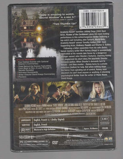 Secret Window horror Movies mystery Psychological Horror Psychological Thriller thriller dvd