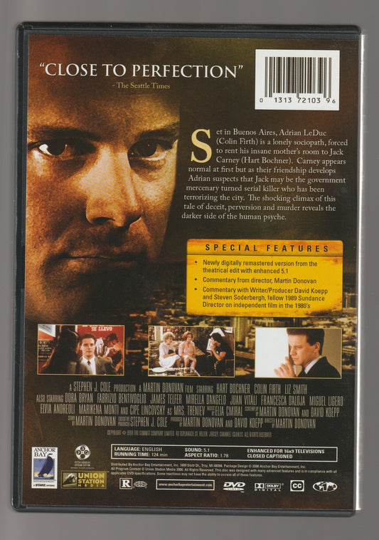 Apartment Zero Comedy Comedy Drama Dark Comedy Drama mystery mystery thriller Psychological psychological Drama Psychological Thriller Psychology used Movie