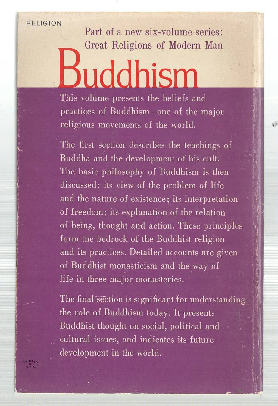 Buddhism: Great Religions of Modern Man Religion used Vintage Books