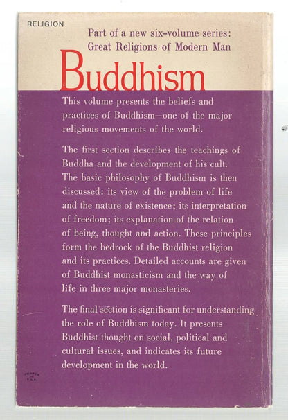 Buddhism: Great Religions of Modern Man Religion used Vintage Books