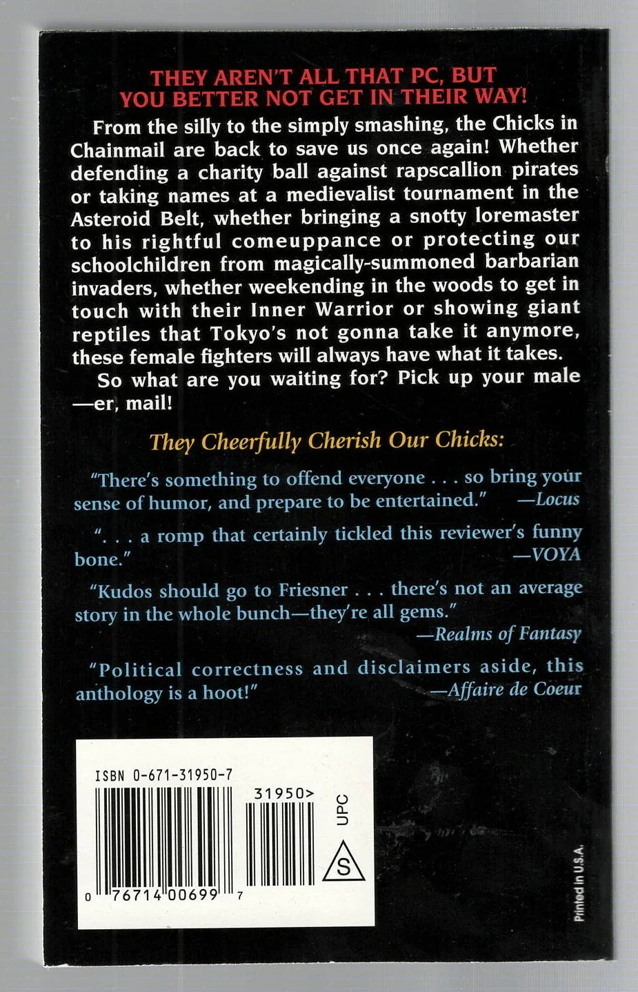 The Chick Is In The Mail anthology Epic Fantasy fantasy High Fantasy Humor paperback science fiction Science Fiction Fantasy Short Stories Short Story Collection used Books