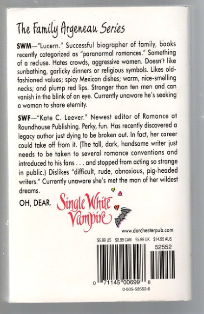 Single White Vampire Adventure Paranormal Romance Romance Urban Fantasy Books