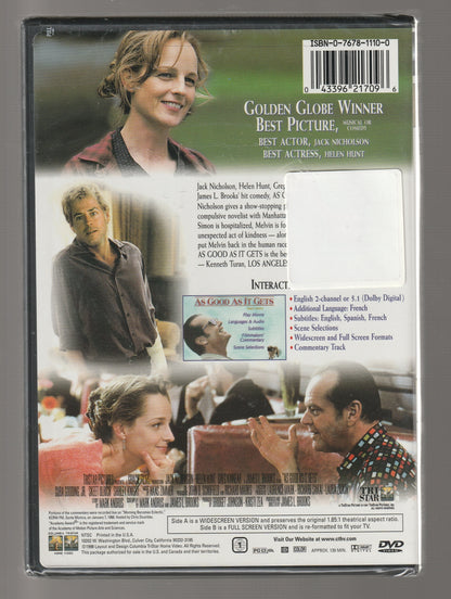 As Good as it Gets Comedy Drama dvd DVD-Romanic comedy fiction Movies Psychological psychological Drama Rom Com Romance Romantic Comedy used dvd