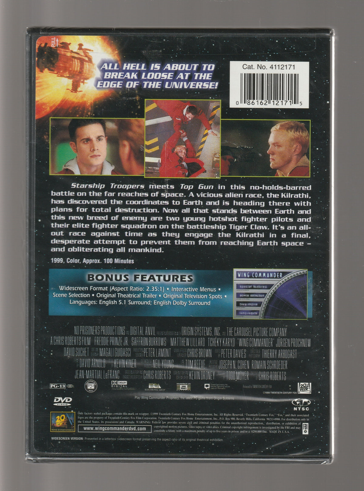 Wing Commander Action Adventure dvd fantasy fiction Movies Sci-Fi Sci-fi fantasy science fiction Science Fiction Fantasy space sci-fi used dvd