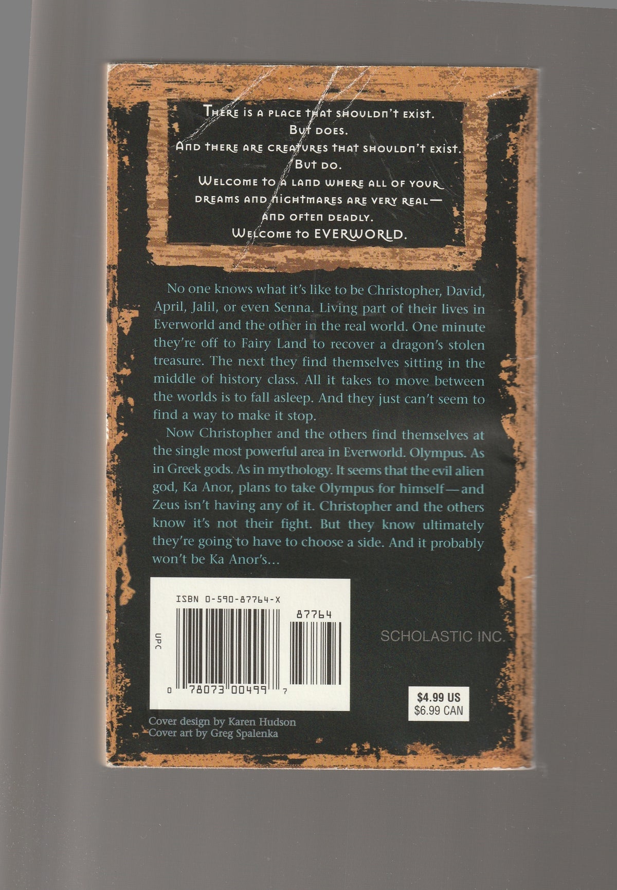 Everworld Fear the Fantastic Adventure books Children fantasy fiction horror Mythology paperback science fiction Teen teen adventure teen fantasy teen fiction used book