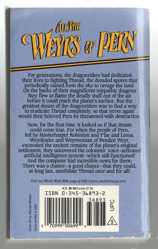 All the Weyrs of Pern Adventure Epic Fantasy fantasy High Fantasy used Young Adult Books