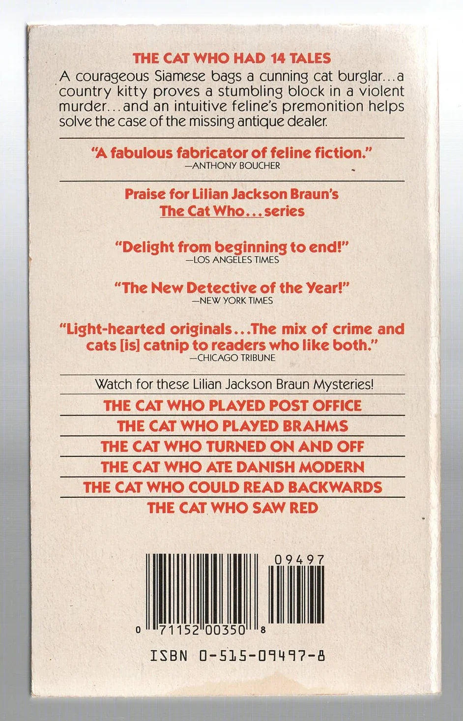 The Cat Who Had 14 Tales Animals cat Cozy Mystery crime Humor mystery used Books