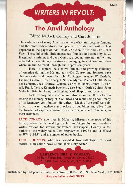 Writers in Revolt: The Anvil Anthology Poetry Short Stories Short Story Collection used Books