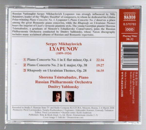 Lyapunov Piano Concertos Nos. 1 and 2 Classical Music CD