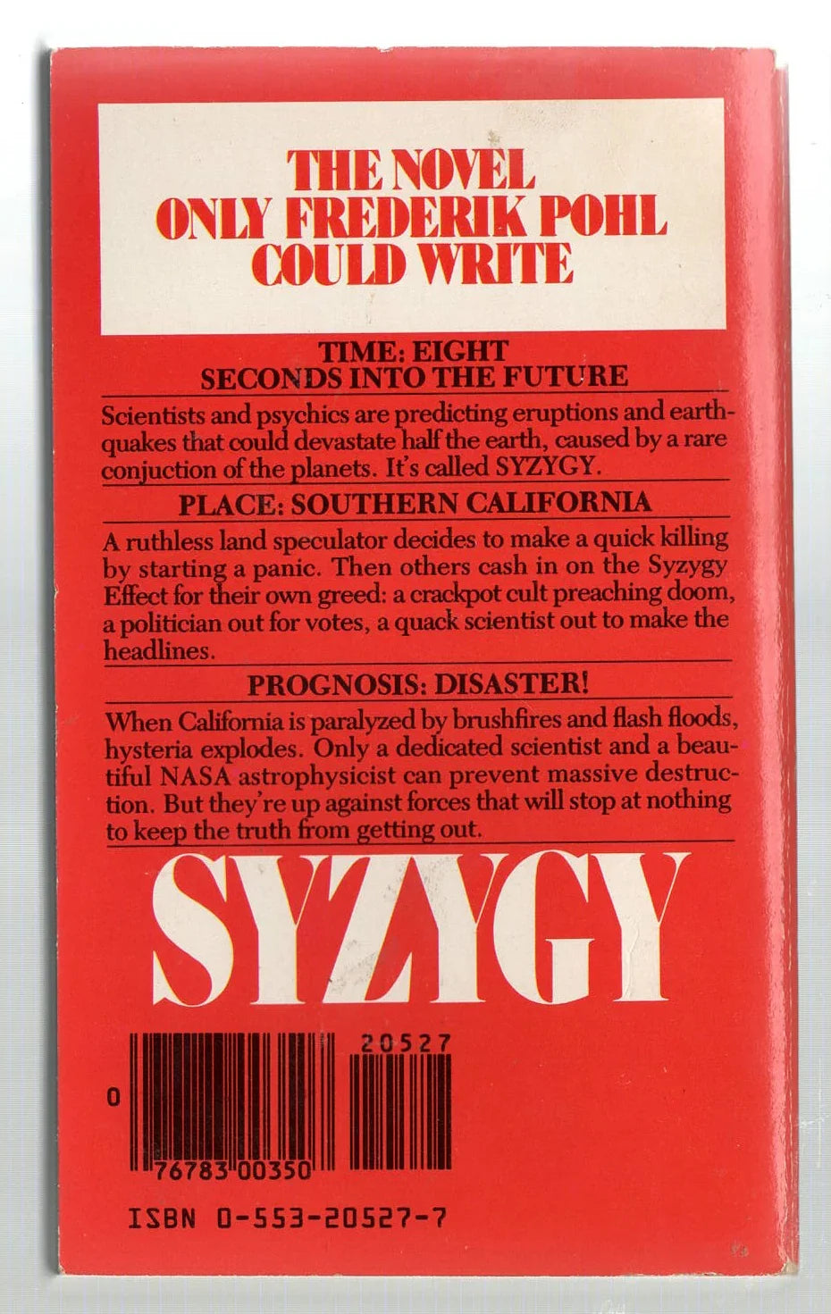 Syzgy Disaster science fiction used Books