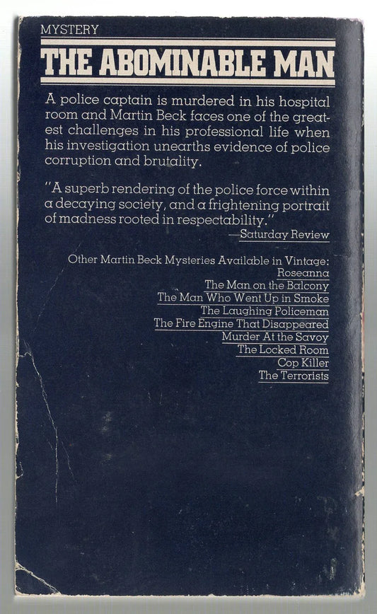 The Abominable Man crime Crime Fiction Detective Fiction mystery swedish literature thriller used Vintage Books