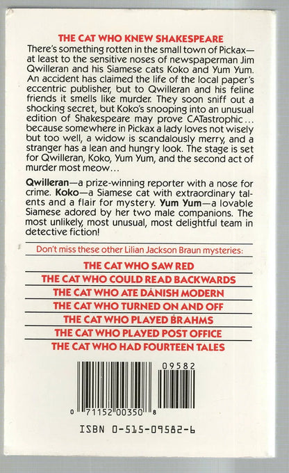 The Cat Who Knew Shakespeare Cozy Mystery Crime Fiction murder mystery mystery used Books