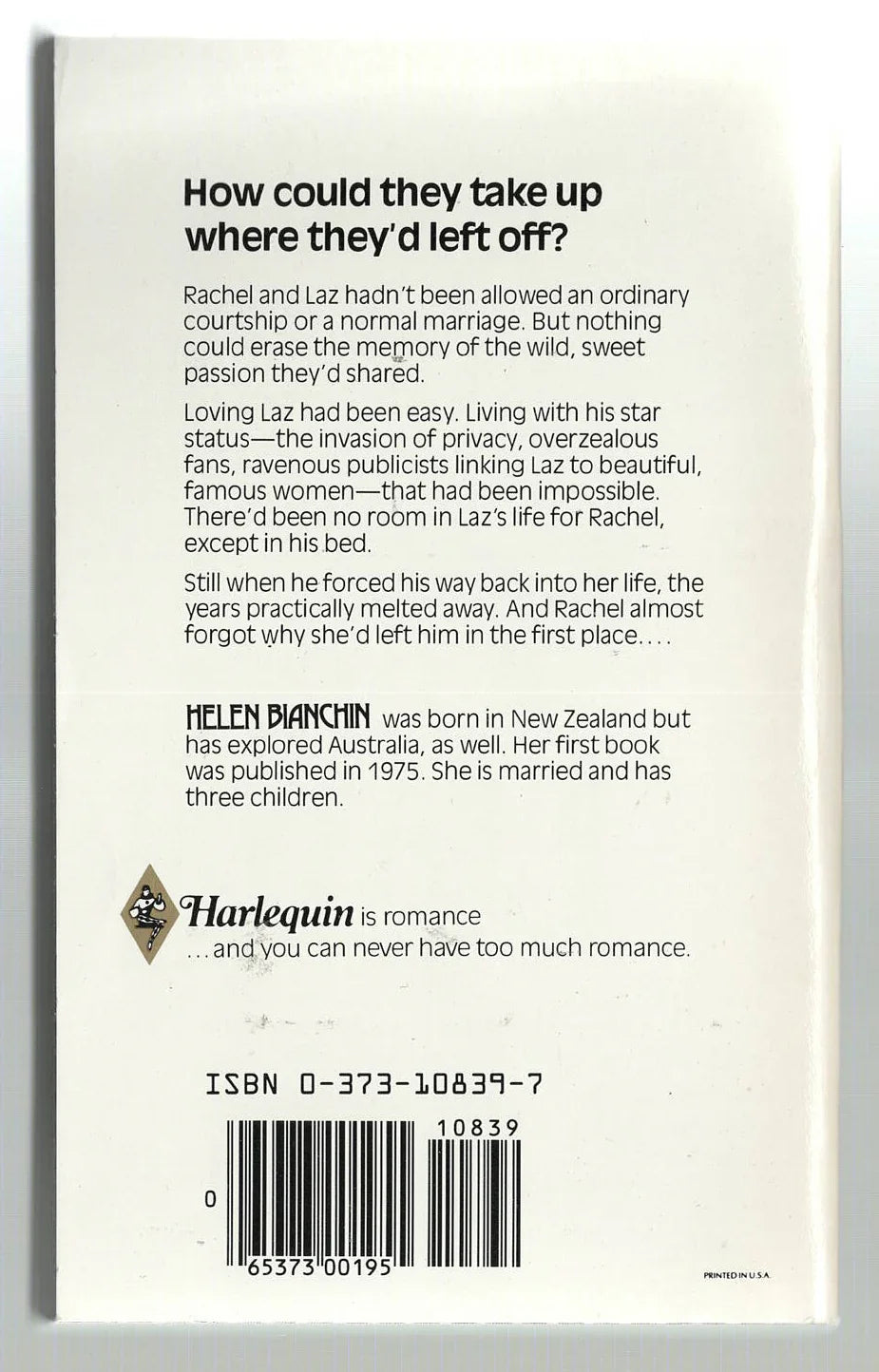 Bitter Encore Contemporary Romance Harlequin Romance used Vintage Books