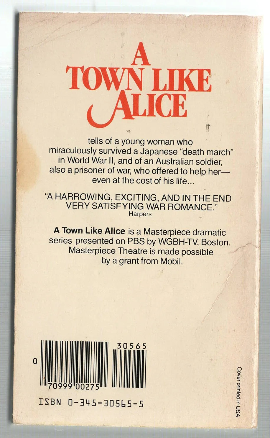 A Town Like Alice Classics historical historical fiction Romance used War World War 2 Books