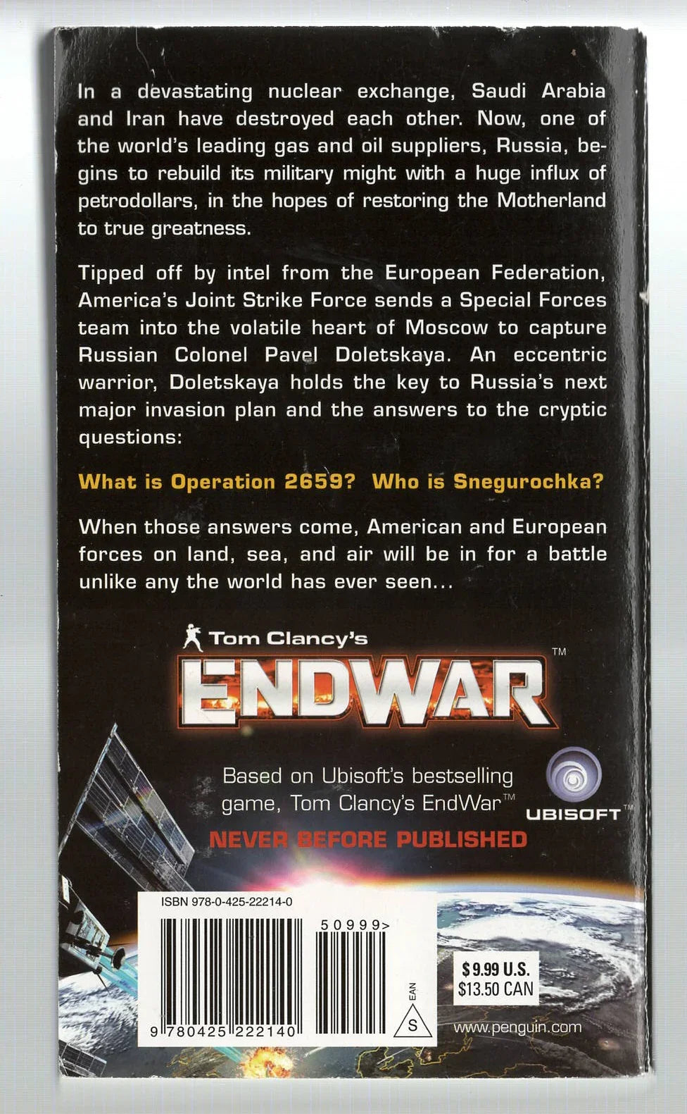EndWar Action Military Fiction science fiction thriller used War Books