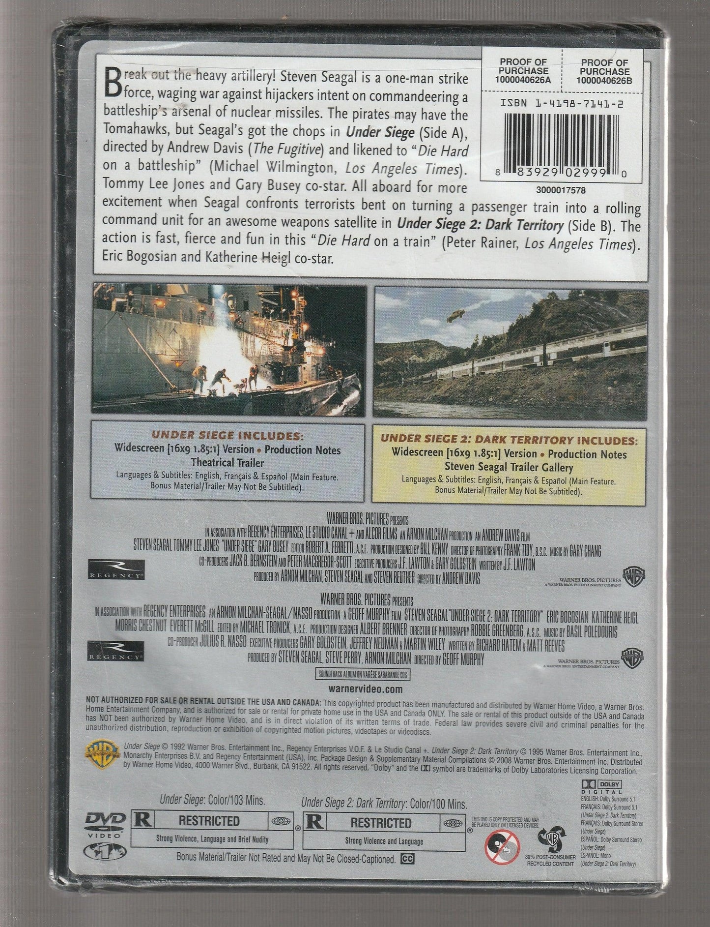 Under Siege/ Under Siege 2 Action Action Thriller Adventure Martial Arts Military Military Fiction used Books