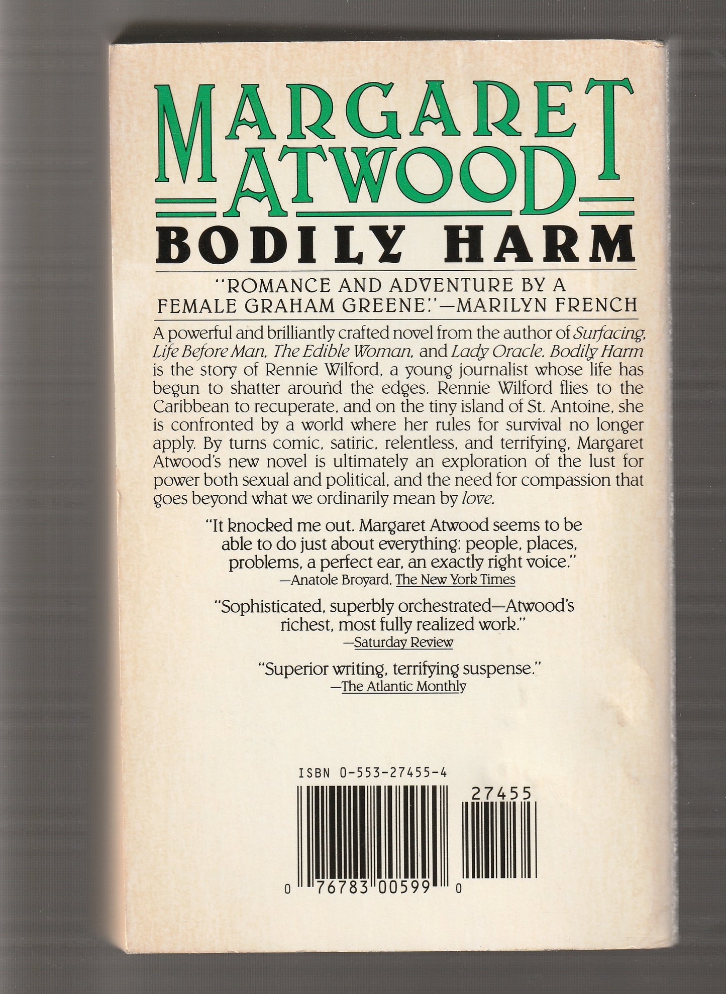 Bodily Harm fiction Literature mystery paperback Romance used Women's Fiction Books