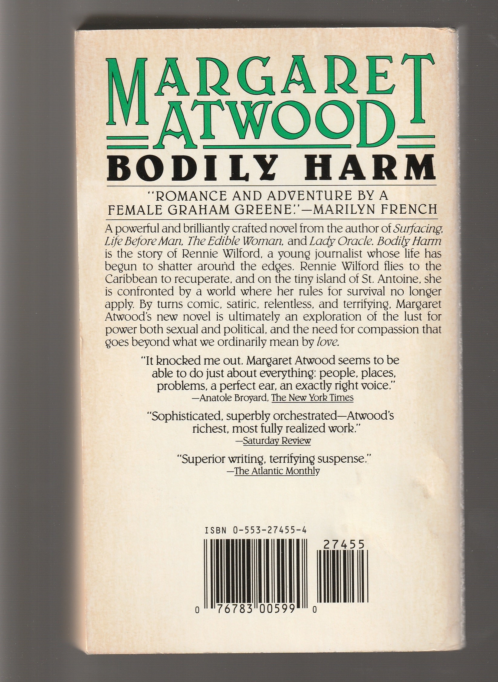 Bodily Harm fiction Literature mystery paperback Romance used Women's Fiction Books