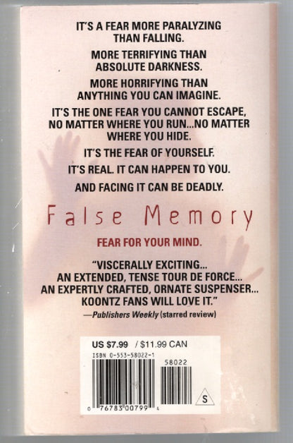 False Memory horror paperback thriller used Books