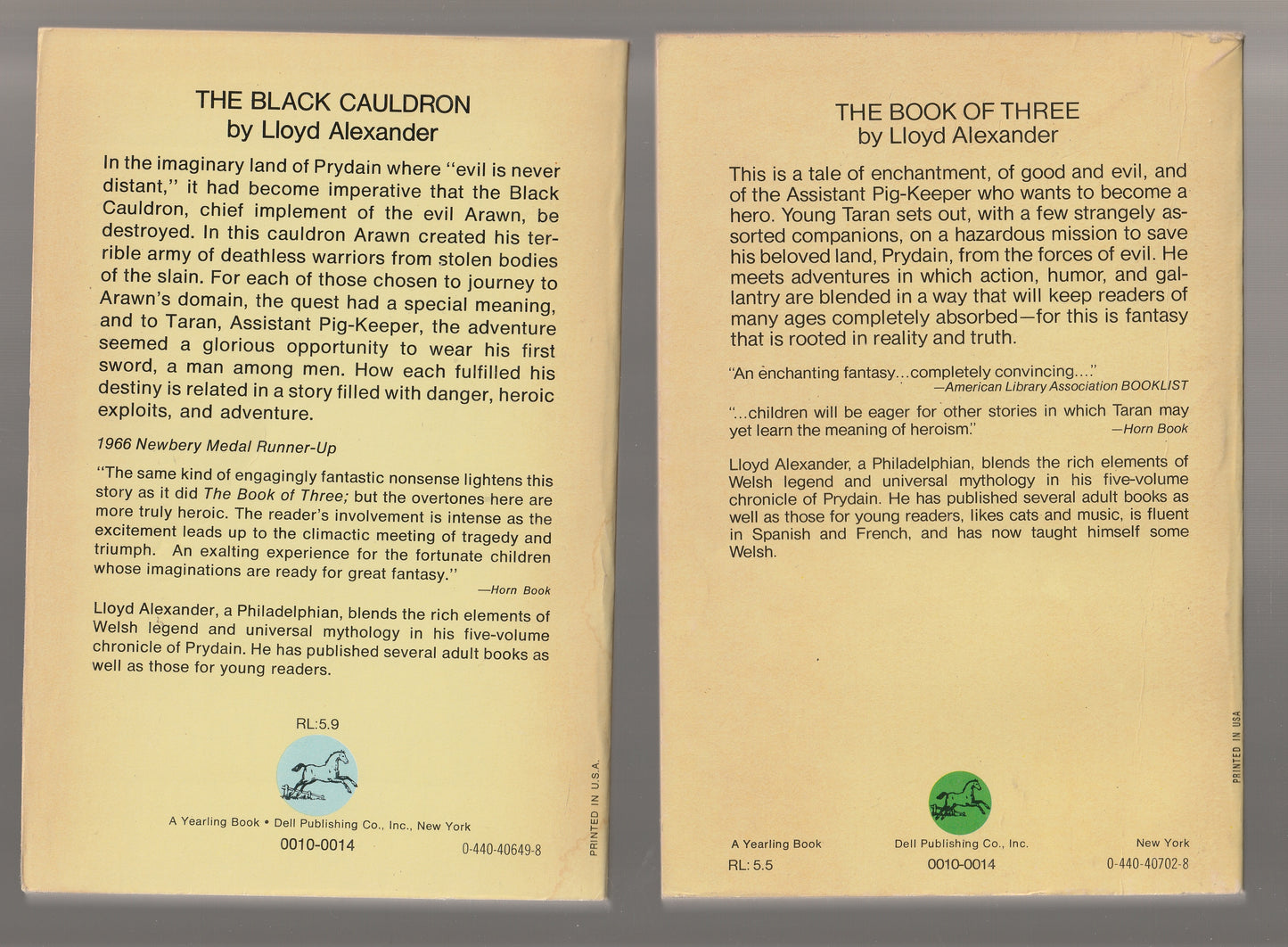 The Chronicles Of Prydain books 1 through 5 Adventure Children children's classic children's literature Epic Fantasy fantasy High Fantasy kids middle grade paperback Science Fiction Fantasy used Vintage vintage fantasy vintage paperback Young Adult Books